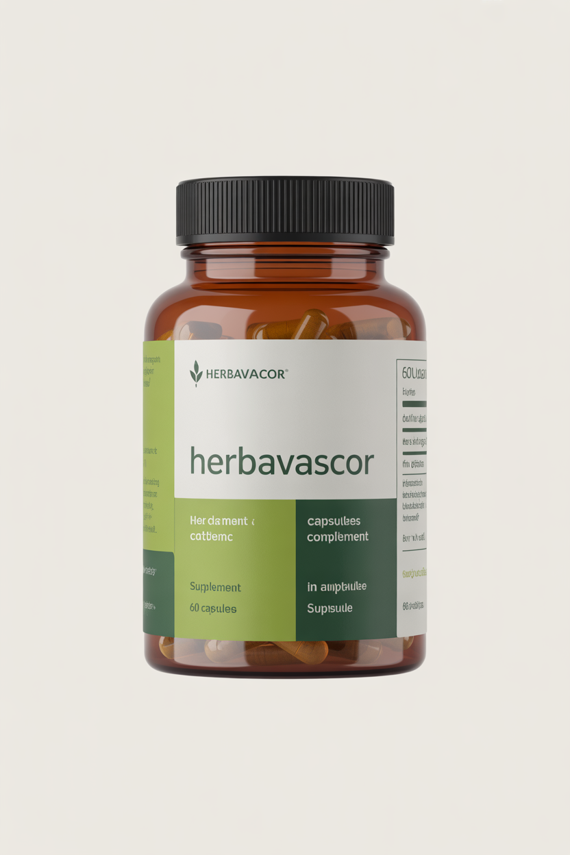 Herbavascor herbal complex capsules in amber glass bottle